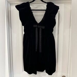 Endless Rose Velvet Bow Black Mini Dress